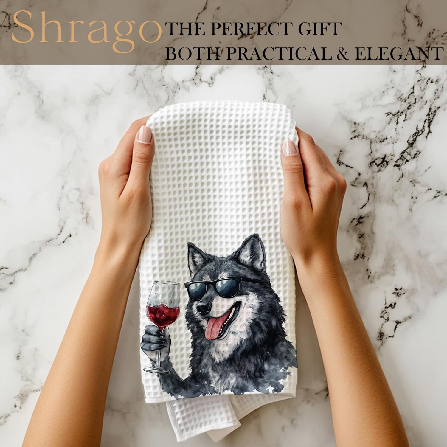 Funny Wolf Wine Kitchen Towels, Wolf Gifts for Women Men Dish Tea Towels for Kitchen Bar Cart, Gifts for Wine Lovers Decorative Hand Towel, 16x24 Inch - Image 7