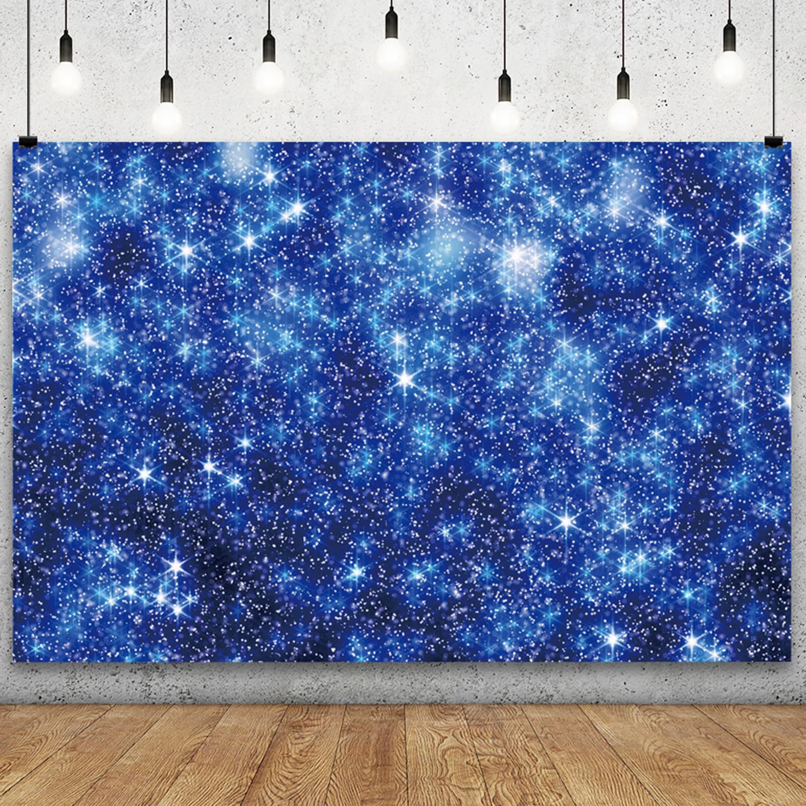 YongFoto Blue Glitter Backdrop 10x8ft Silver Light Spots Navy Blue Sequin Bokeh Photography Background Birthday Bridal Shower Wedding Photography