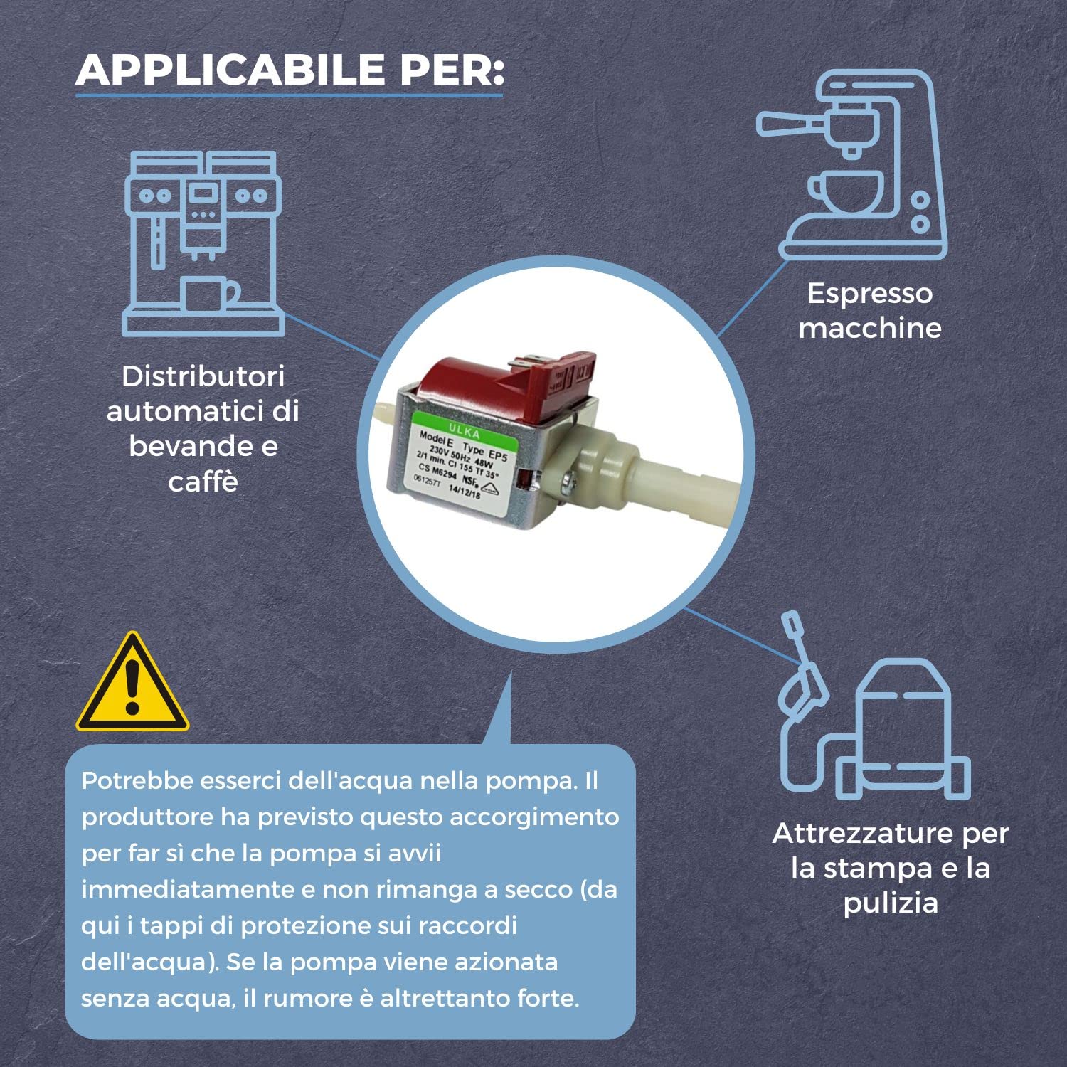 Ulka Macchina Da Caff&egrave; Pompa Espresso EP5 Per Delonghi 230v 48w