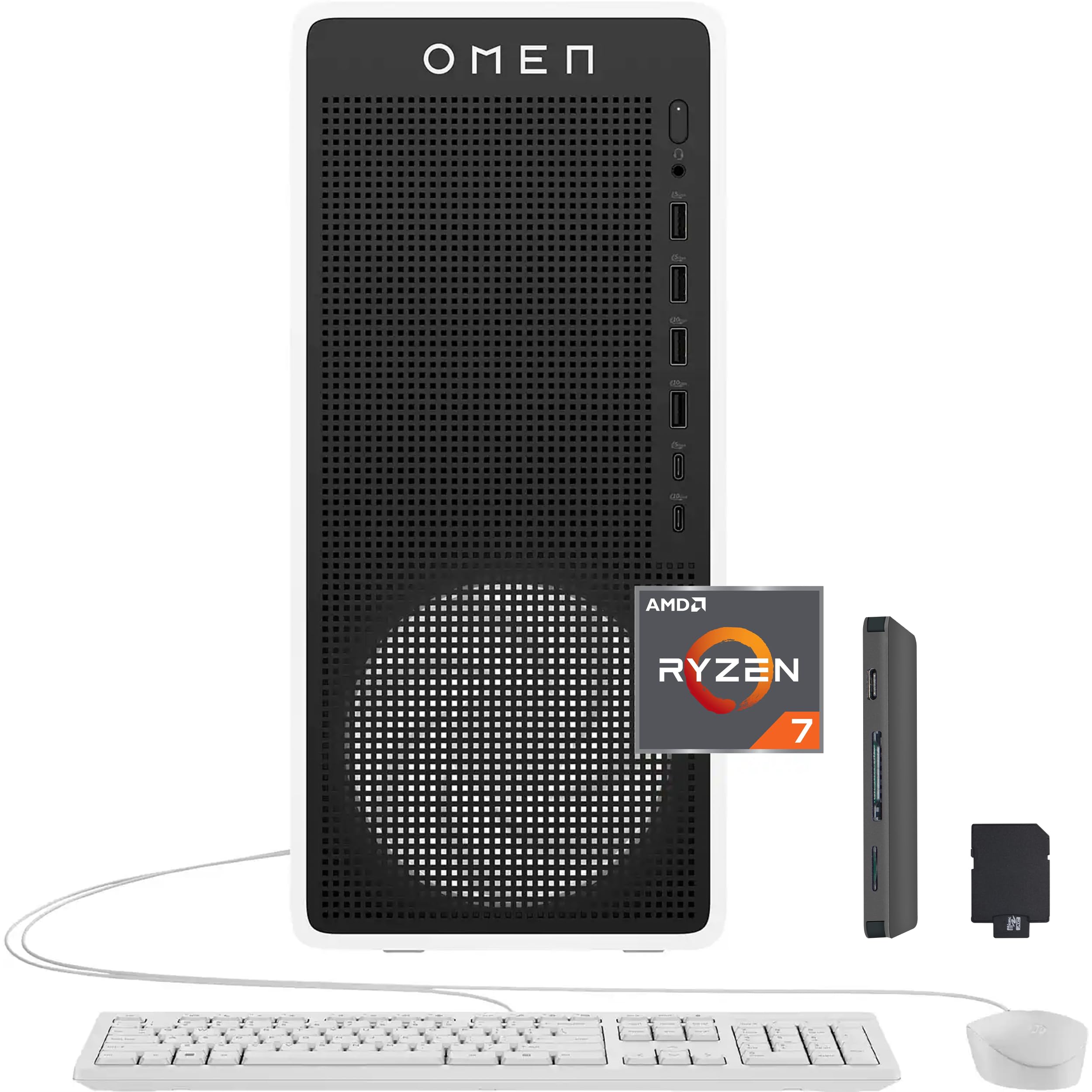 HP Omen 16L Gaming Desktop, AMD Ryzen 7 8700F, NVIDIA GeForce RTX 5060 8GB GDDR7, 64GB DDR5, 3TB Storage (2TB SSD+1TB Docking Station Set), Keyboard &