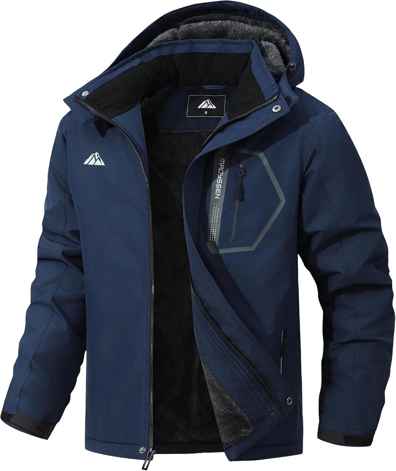 Men's Waterproof and Windproof Ski Jacket, Winter Raincoat with Multiple Pockets, Suitable for Out