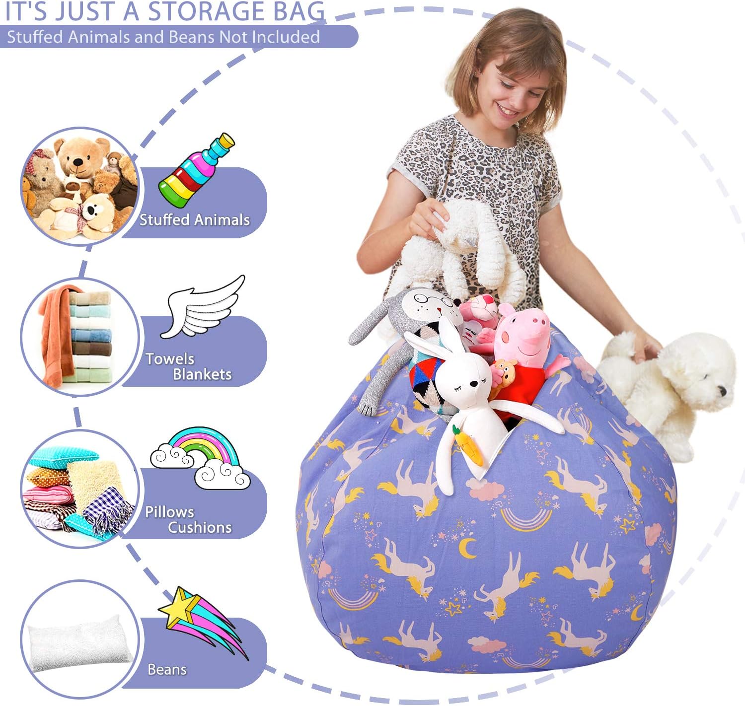 Aubliss Stuffed Animal Bean Bag Storage Chair image 3