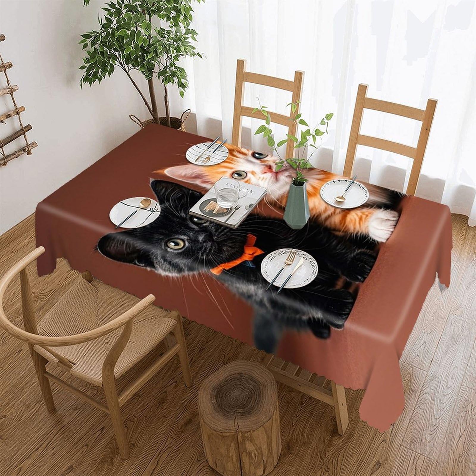 Nappe de table chaton mignon anti-tache pour protéger votre mobilier de salle à manger