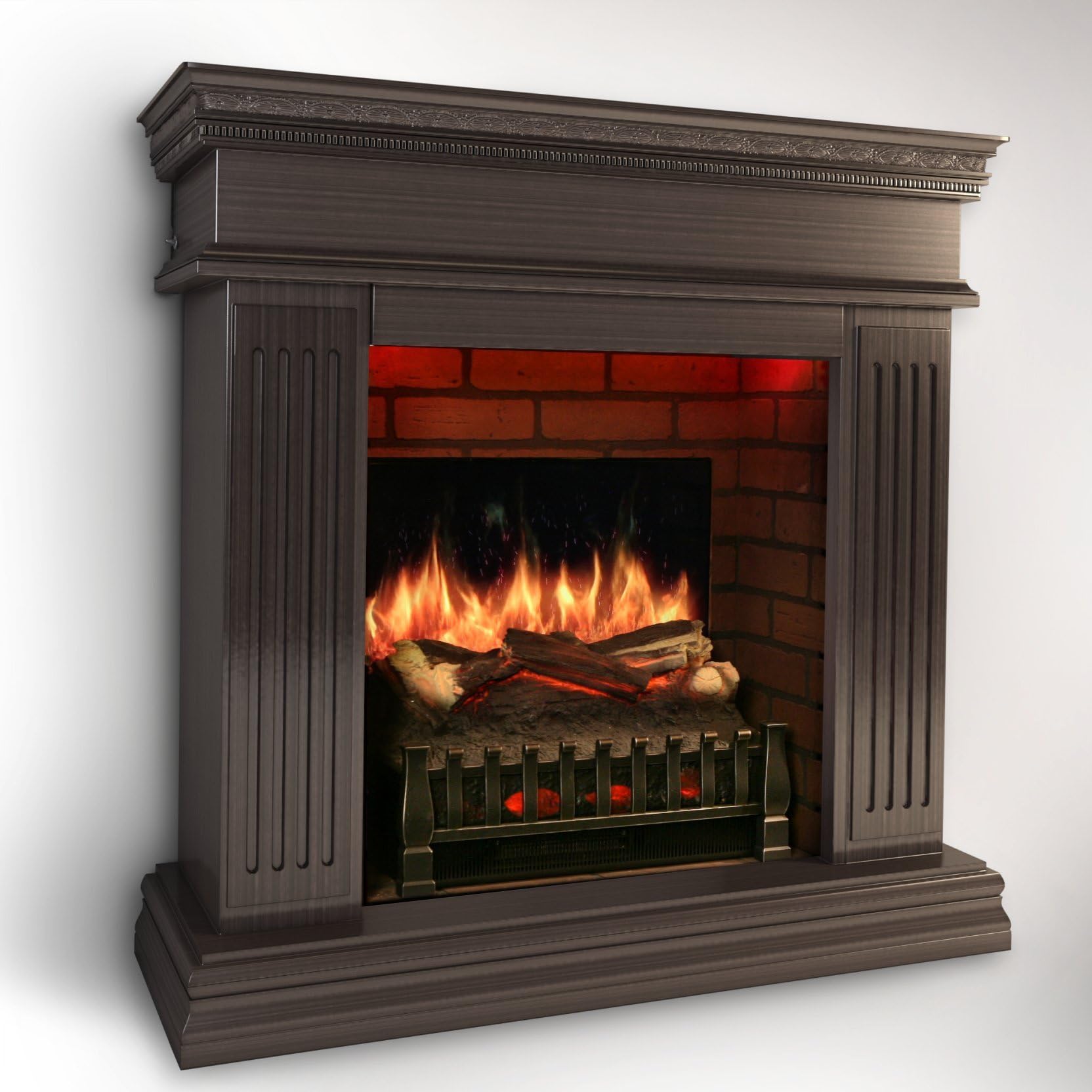 Electric Fireplace w/Realistic Flame Effects + Crackling Logs Sound + Fresh Cut Pine Scent + Built in Heater [Eastern Black Walnut]