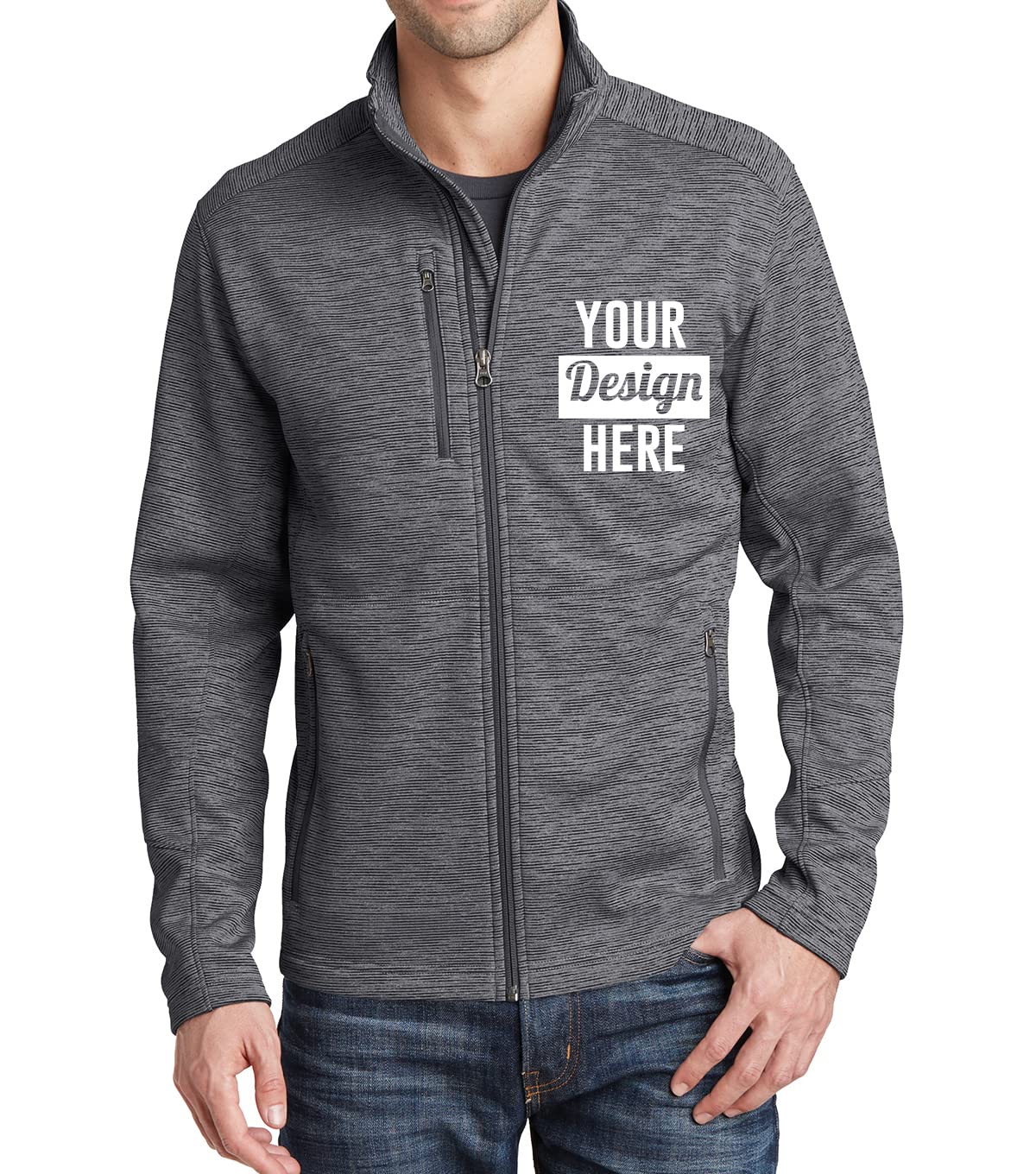 INK STITCH Men F231 Deisgn Your Own Custom Stitching Logo Texts Digi Stripe Fleece Jackets