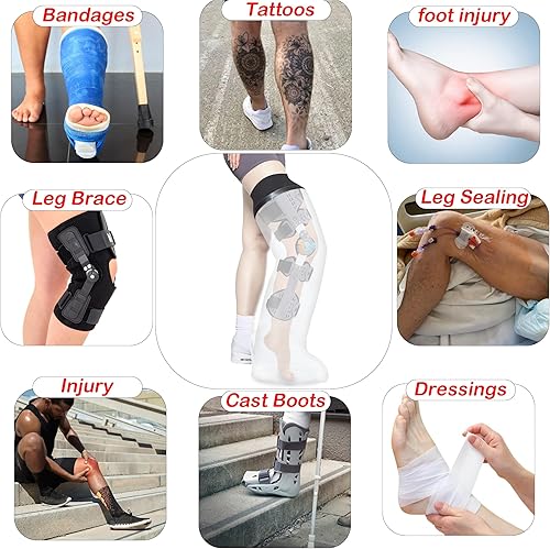 Miniatura 6 de Protector de pierna fundido para adultos, vendaje de ducha de poliuretano termoplástico impermeable y cubierta fundida, protector de ducha de pierna