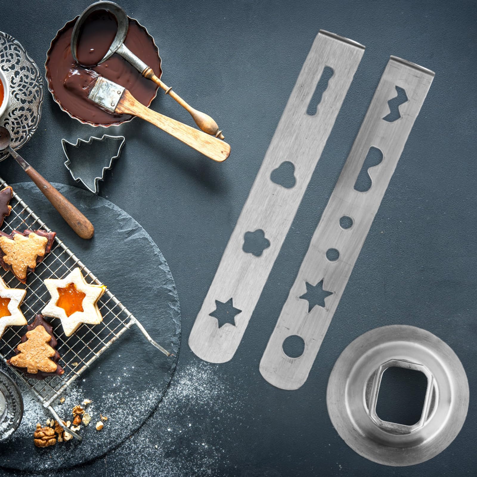 Accessoire Biscuiteur Pour Hachoir à Viande - 8 Formes Acier Inox - Compatible KitchenAid 5/8/10