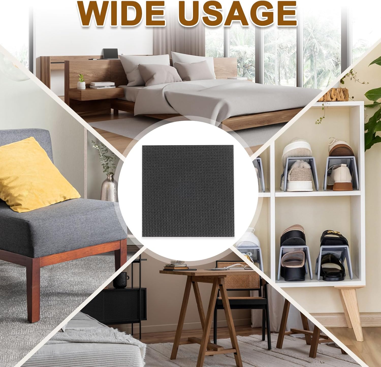 uxcell 18 Pcs Felt & EVA Furniture Pads, 1 3/4" (45mm) Square Furniture Feet Wood Floor Protectors Self Adhesive for Protecting Hardwood Floors, Table Legs and Chair Legs, Brown+Black