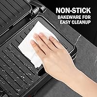 Vista 5 de Panini - Parrilla de prensa y sandwichera – 2 rebanadas, bisagra ajustable de 180°, placas de hierro antiadherentes para Panini, Quesadilla, Waffle