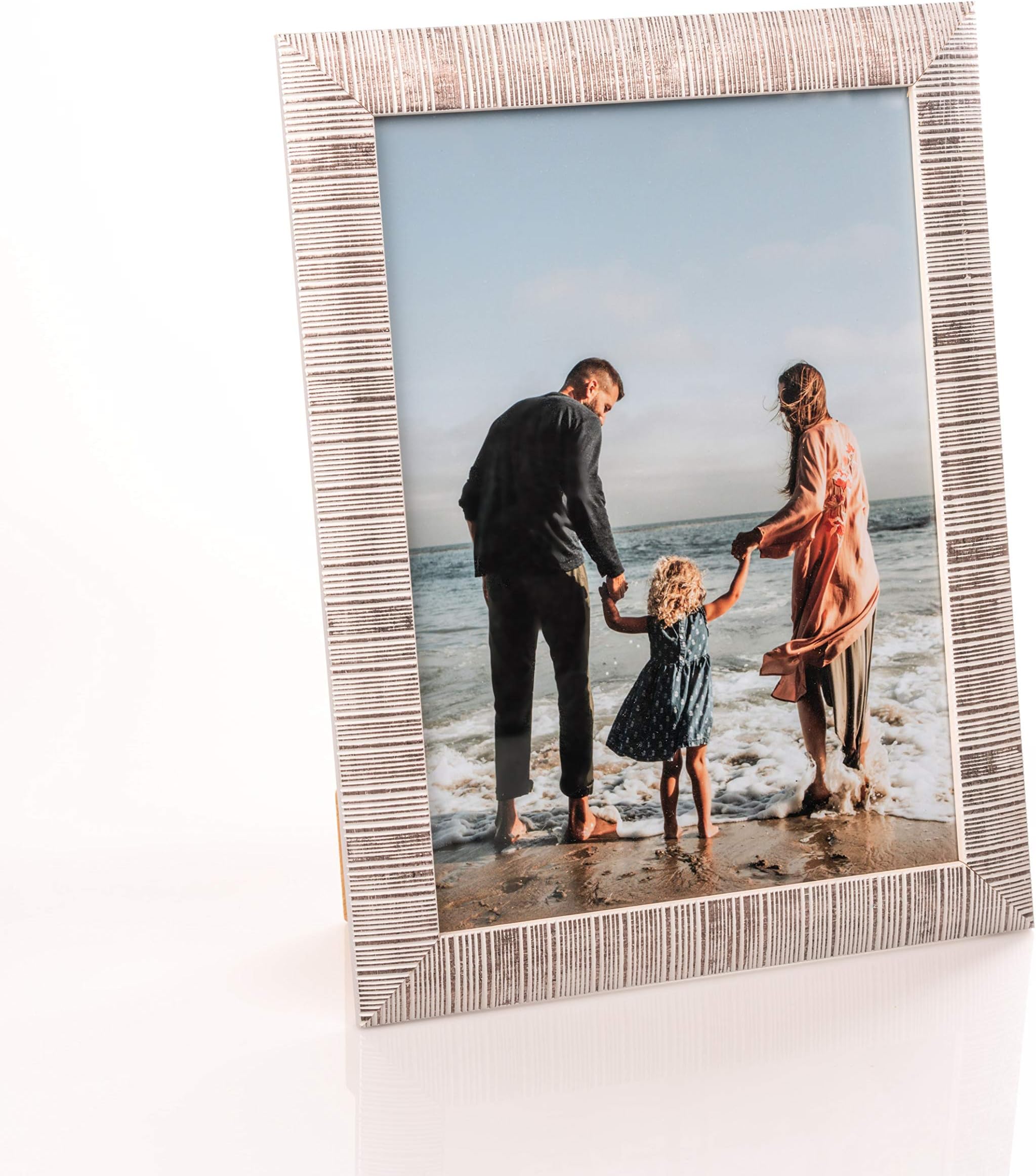 Victoria Collection Classic Wooden Photo Frame - Sand - Ridged Picture Frame for A4 (21x29,7 cm) Photos | Free Standing Photoframe Suitable for Desk & Wall | Portrait & Landscape