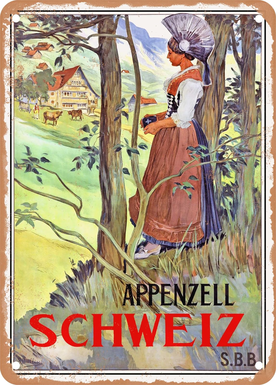 METAL SIGN - 1908 Appenzell Switzerland SBB Vintage Ad home decor