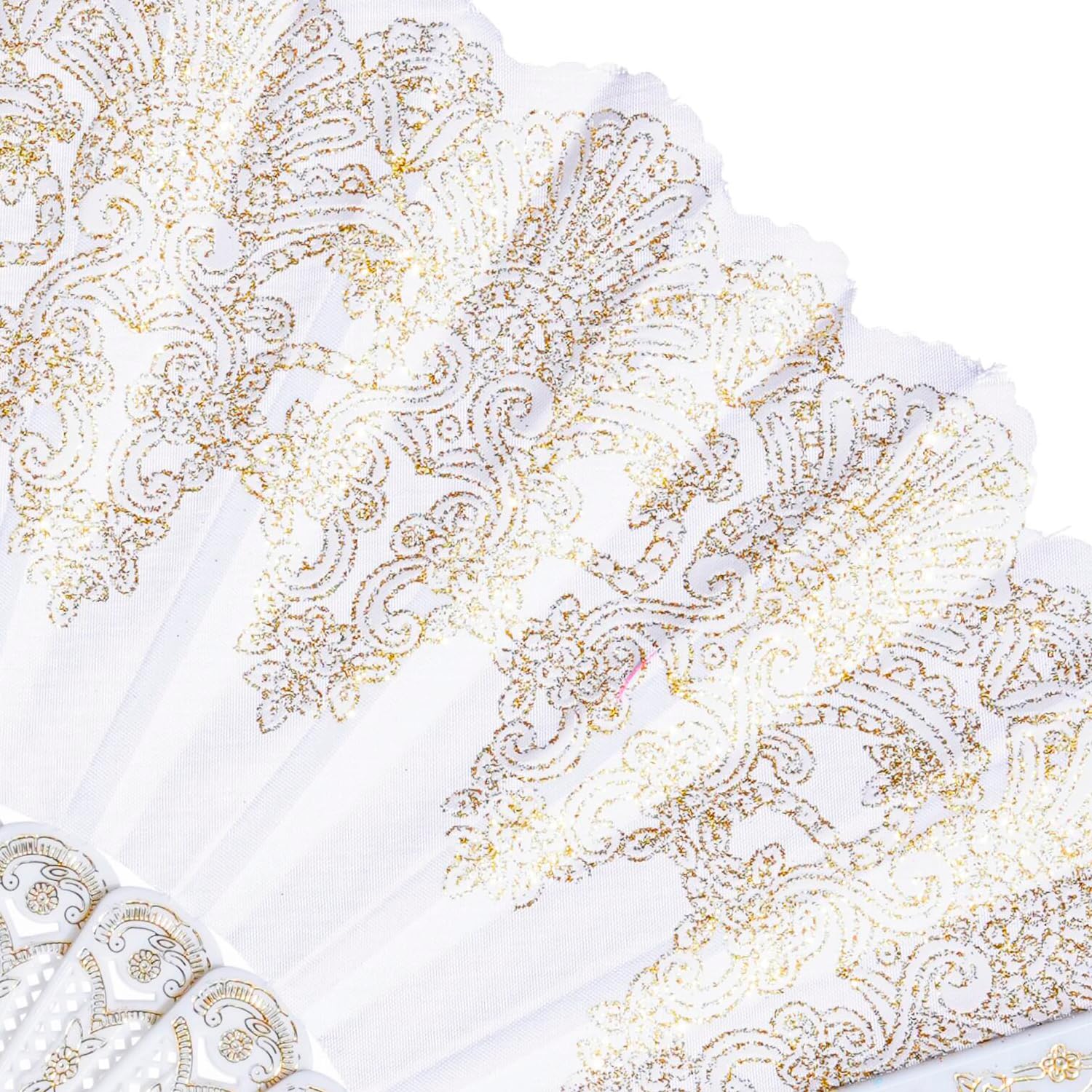 QIRMIZI 30 Stück faltbare Handfächer, Seidenfächer, perfekt für Hochzeiten, Partys und Tanzen, Weiß