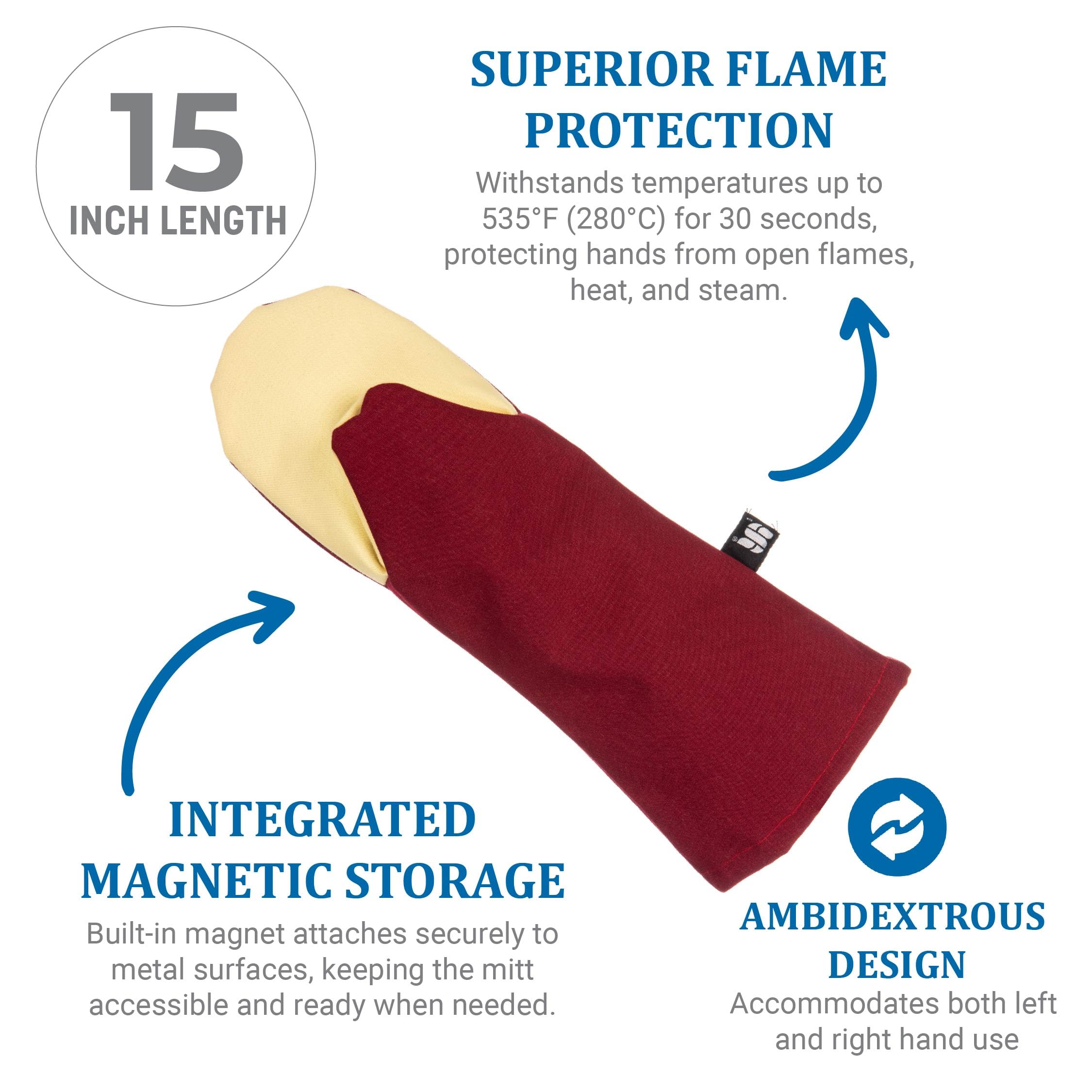 San Jamar kt0115 K tacto frío llama títere Guante con Kevlar, protección hasta 280 °C para 30 Segundo, 381 mm longitud