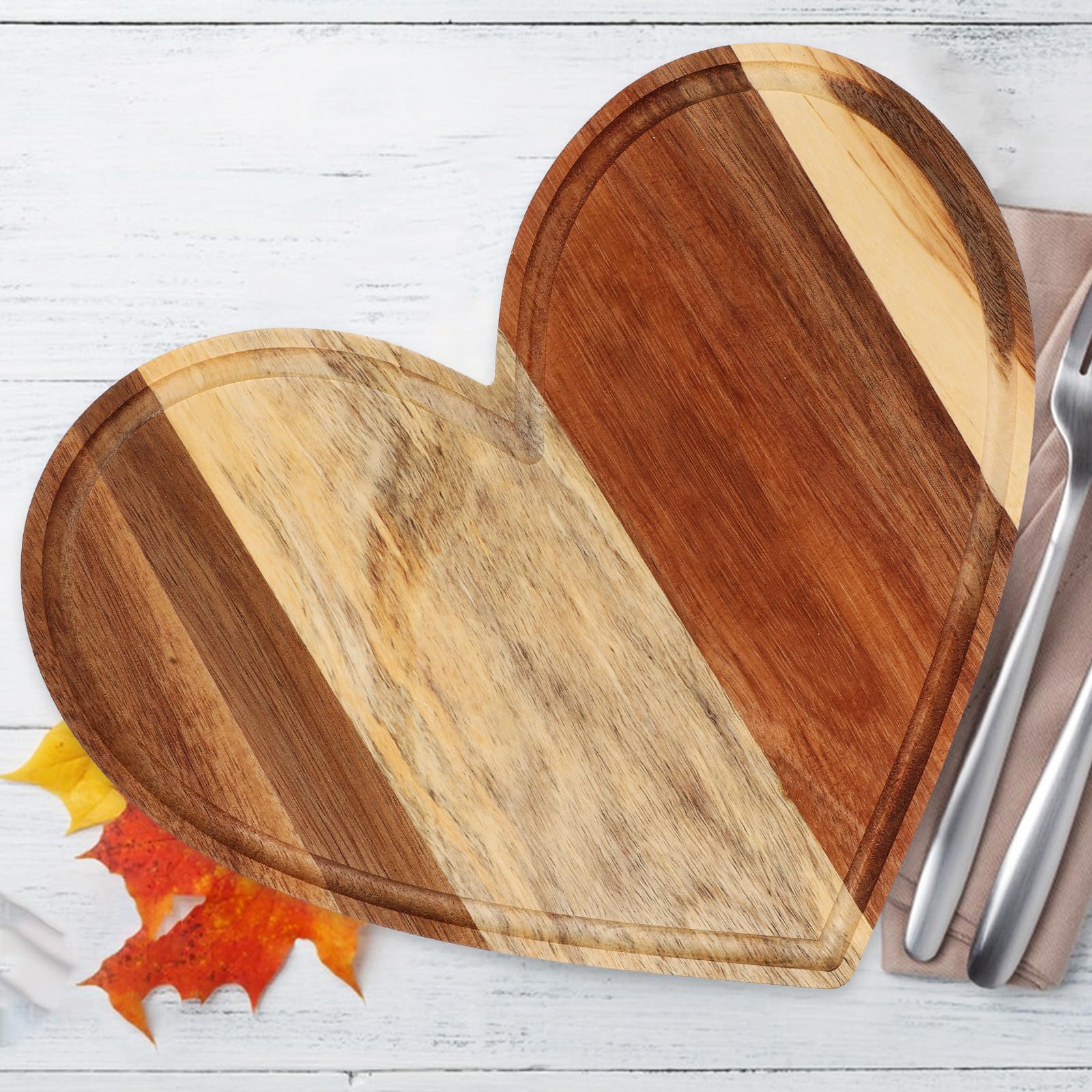 3 Pièces Planche à Découper en Bois de Cœur Cuisine