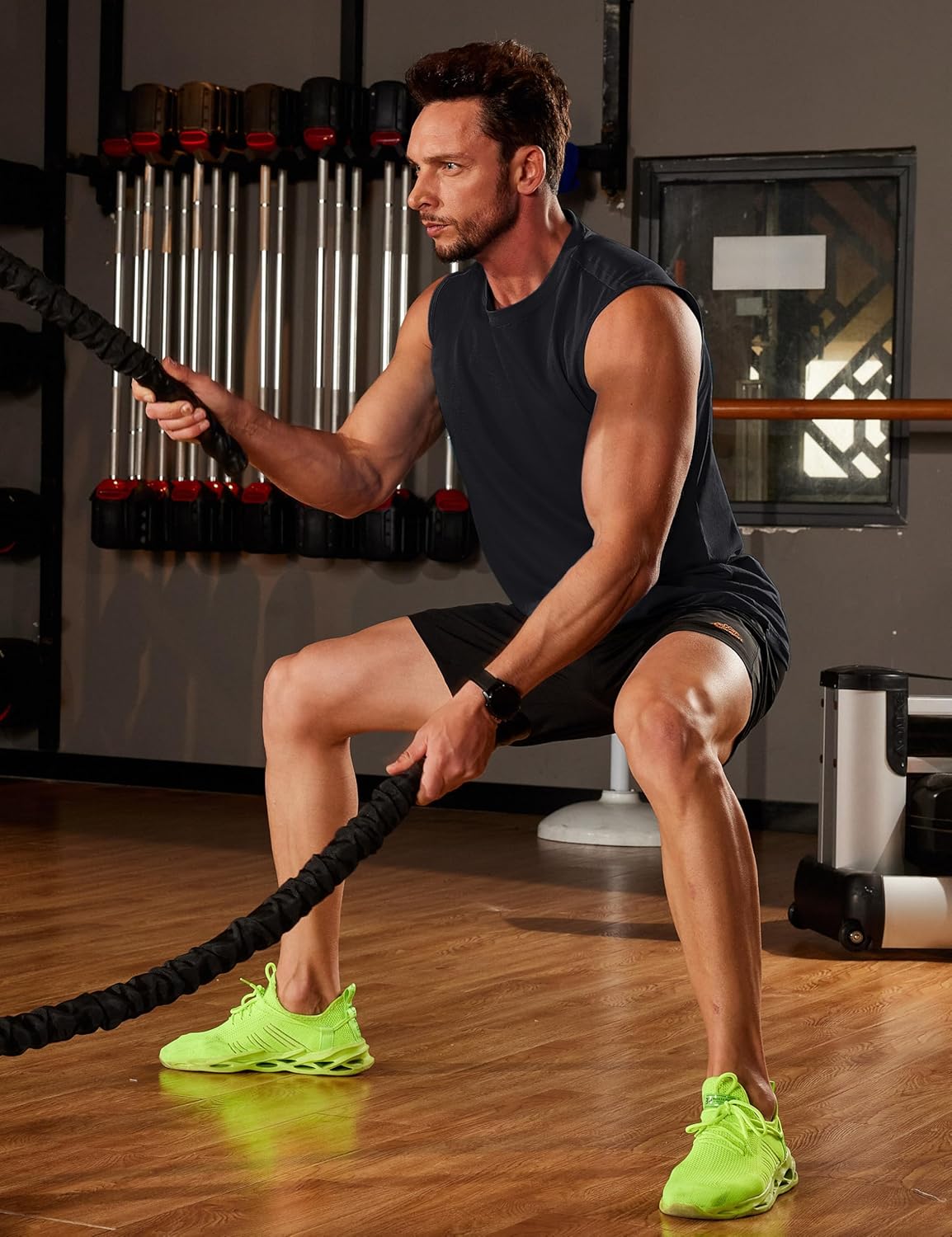 MAGCOMSEN Men's Tank Top Cotton Muscle Workout Gym Shirts Moisture Wicking Lightweight Summer Casual Sleeveless Shirts - Image 2