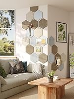 Vista 6 de 12" Large Bulletin Board with 30 Push Pins, Pack of 8 Hexagon Felt Pin Board Notice Boards for Home Office, Felt Wall Tiles for Photos Memos