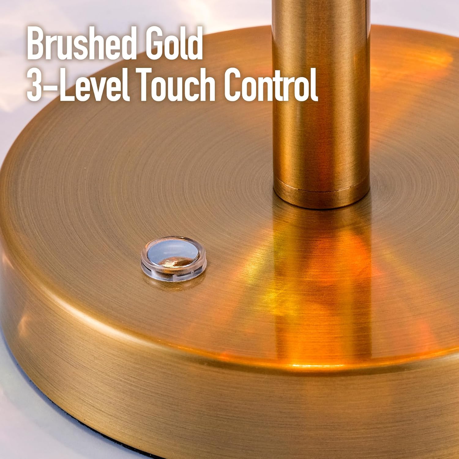 Touch Control Hammered Glass Table Lamp Brass Gold Portable Dimmable Brightness Small Nightstand Light 3-Way Stepless Dimming Bedside Bedroom Living Room (Clear Glass & Gold)