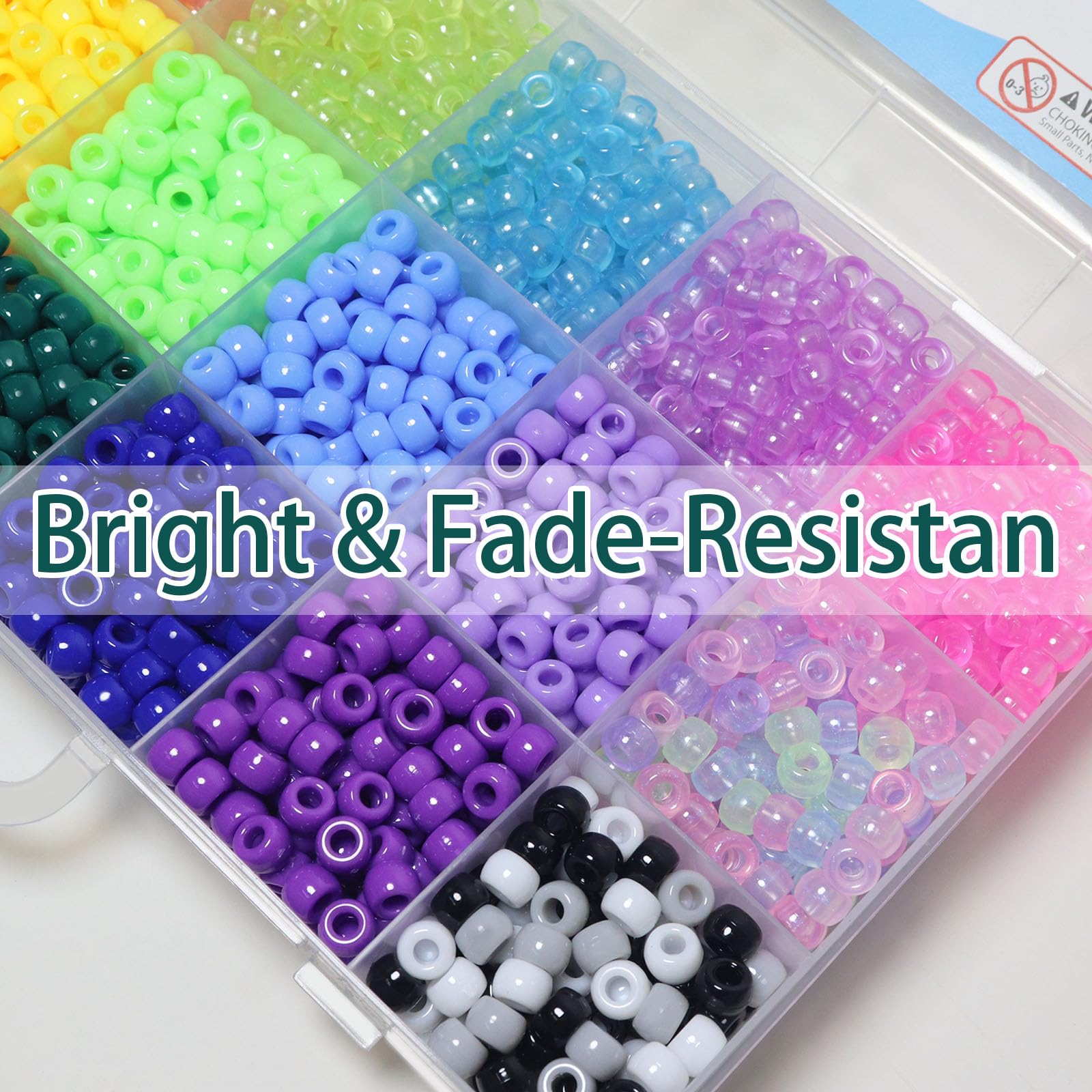 Glow-in-the-Dark Pony Bead Kit - Make Bracelets & Keychains -5