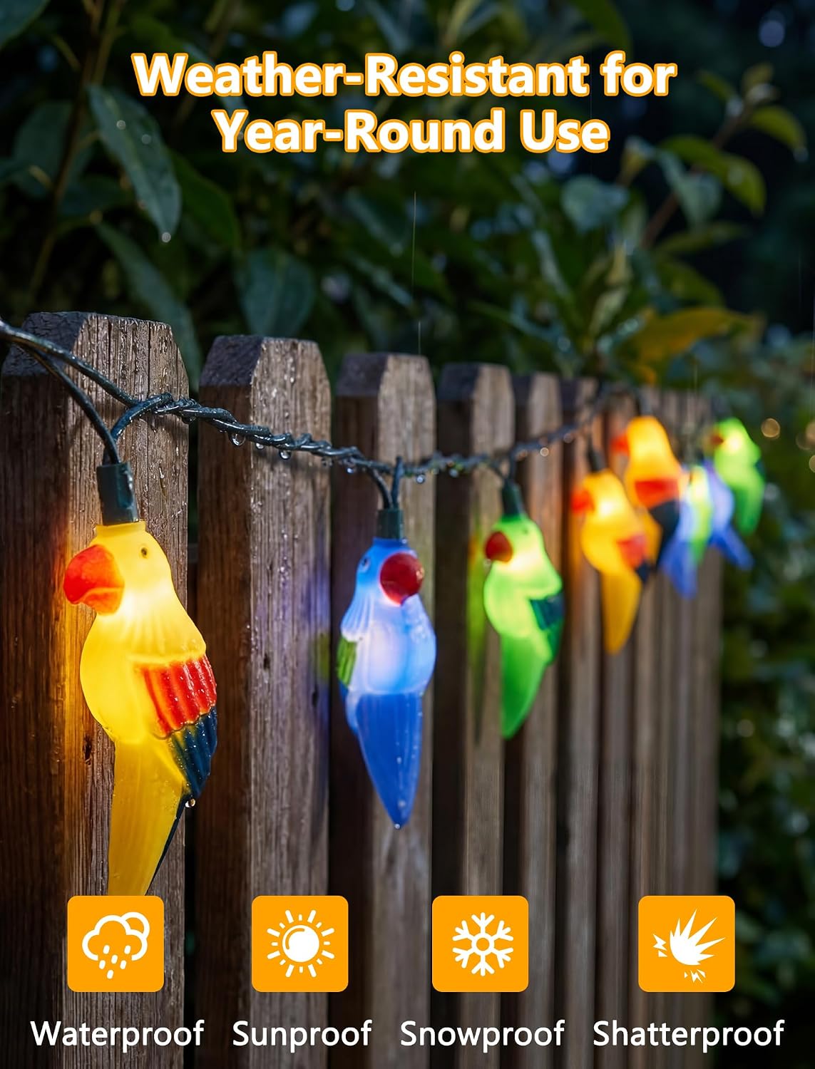 10 LED Tropical Beach Parrot Lights, 8.5Ft Camping String Lights Outdoor image 3