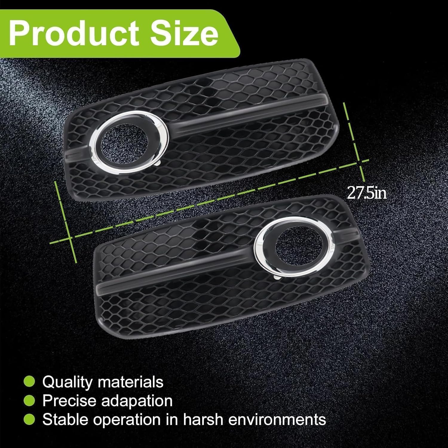 SecosAutoparts 2Pcs Front Fog Lamp Covers Bumper Grille Left & Right Side Compatible with Audi Q5 S-Line 2009 2010 2011 2012 Replace# 8R0807681A, AU1038115