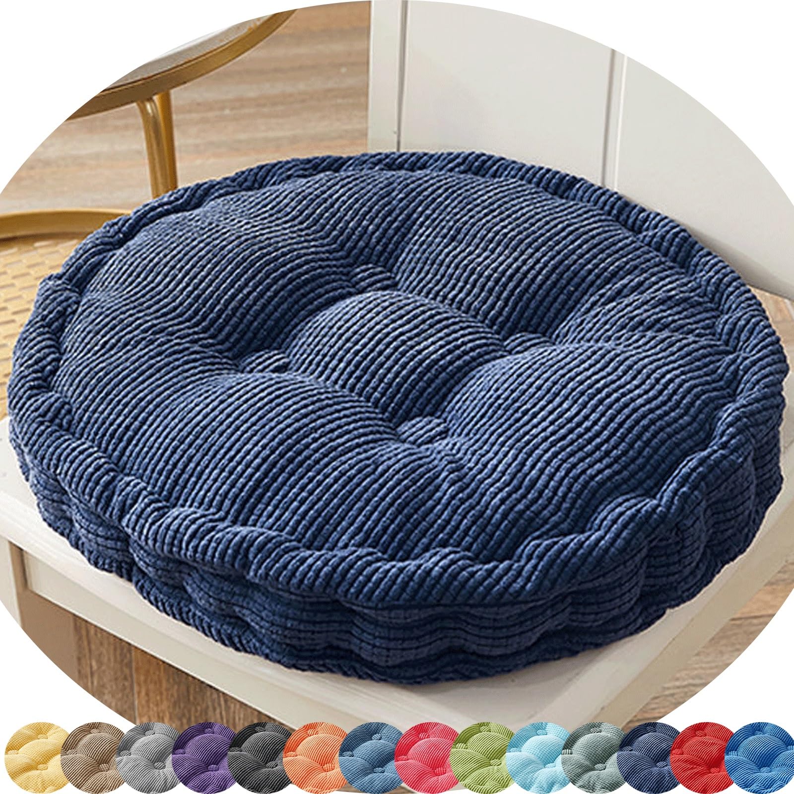 MCNDSI Chair Cushions Round Furniture 16/18 inch Outdoor/Indoor Round Seat Cushions Round Patio Chair Pads for Outdoor Furniture(A12,16x16inch/40x40cm)