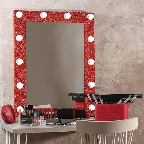 Miniatura 2 de CRE8TIVE Papel tapiz rojo con purpurina para despegar y pegar, tela de borde de pared brillante con purpurina roja, autoadhesivo, extraíble, borde