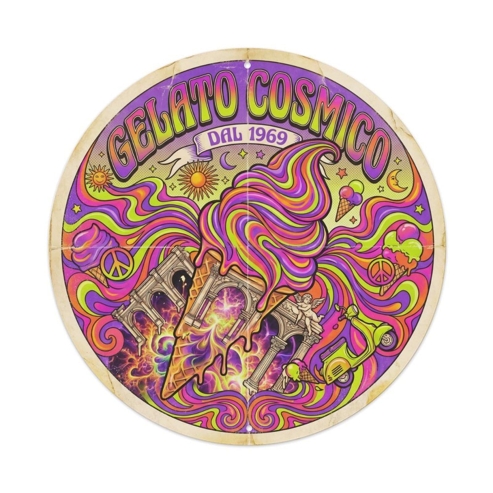 Psychedelic Gelato Ice Cream Parlor Food Culture Metal Tin Sign