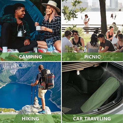 Miniatura 6 de WILD FUN Colchoneta de dormir doble, colchón de campamento de 2 pulgadas para 2 personas con almohada, almohadilla de campamento autoinflable con