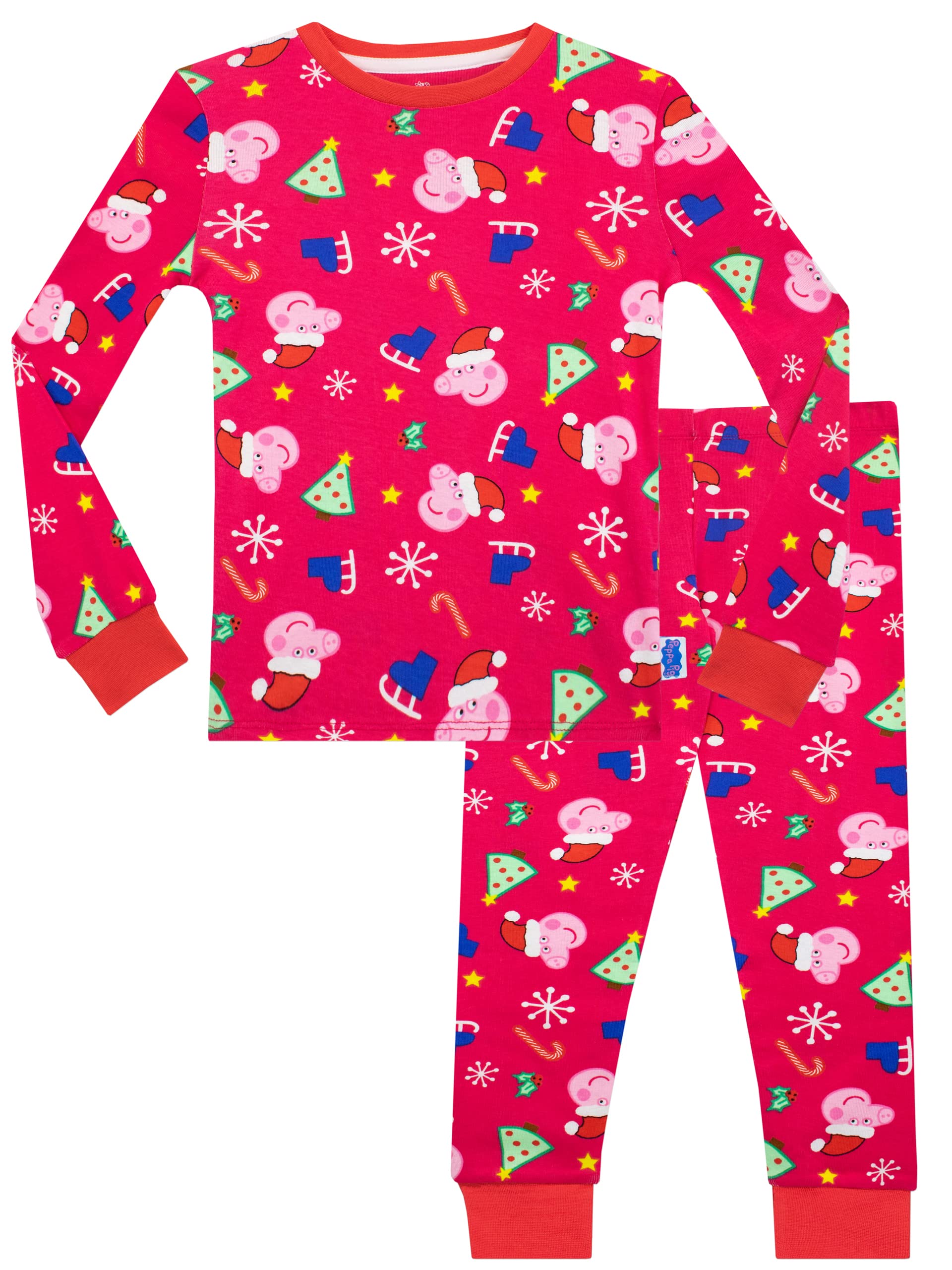 Peppa Pig Christmas Girls Snuggle Fit Pyjamas Pink 7-8 Years