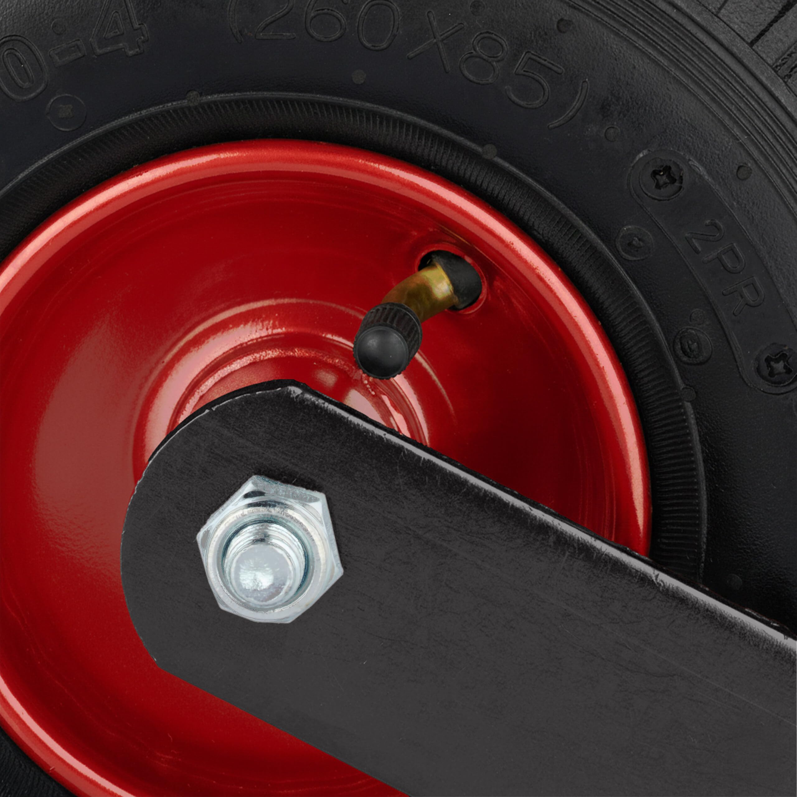 Relaxdays Set da 2 Ruote girevoli pneumatiche 3.00-4, 120 kg, Piastra da avvitare, Nero-Rosso