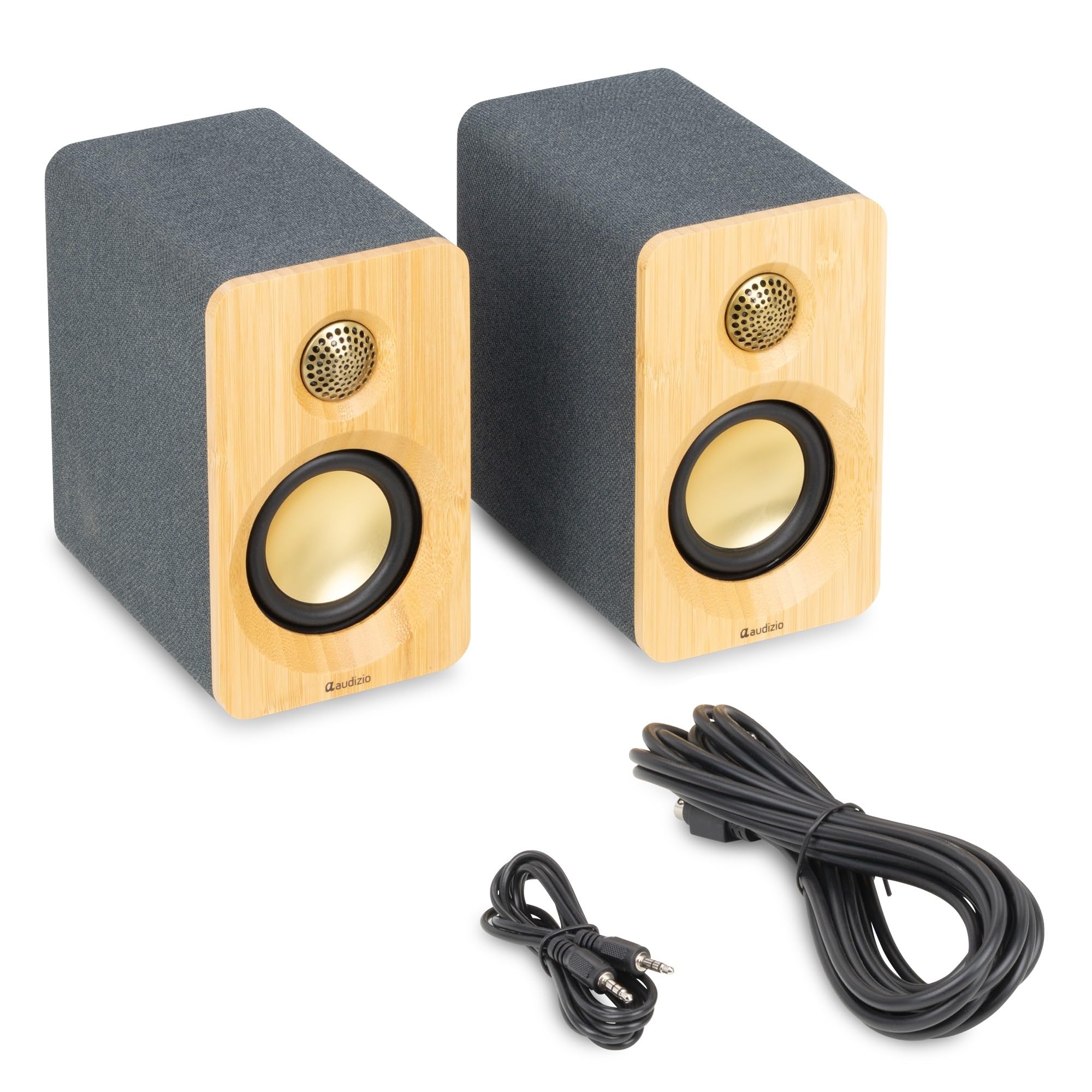 Audizio KS16 Enceintes PC Actives Bluetooth USB-C 100W Bambou