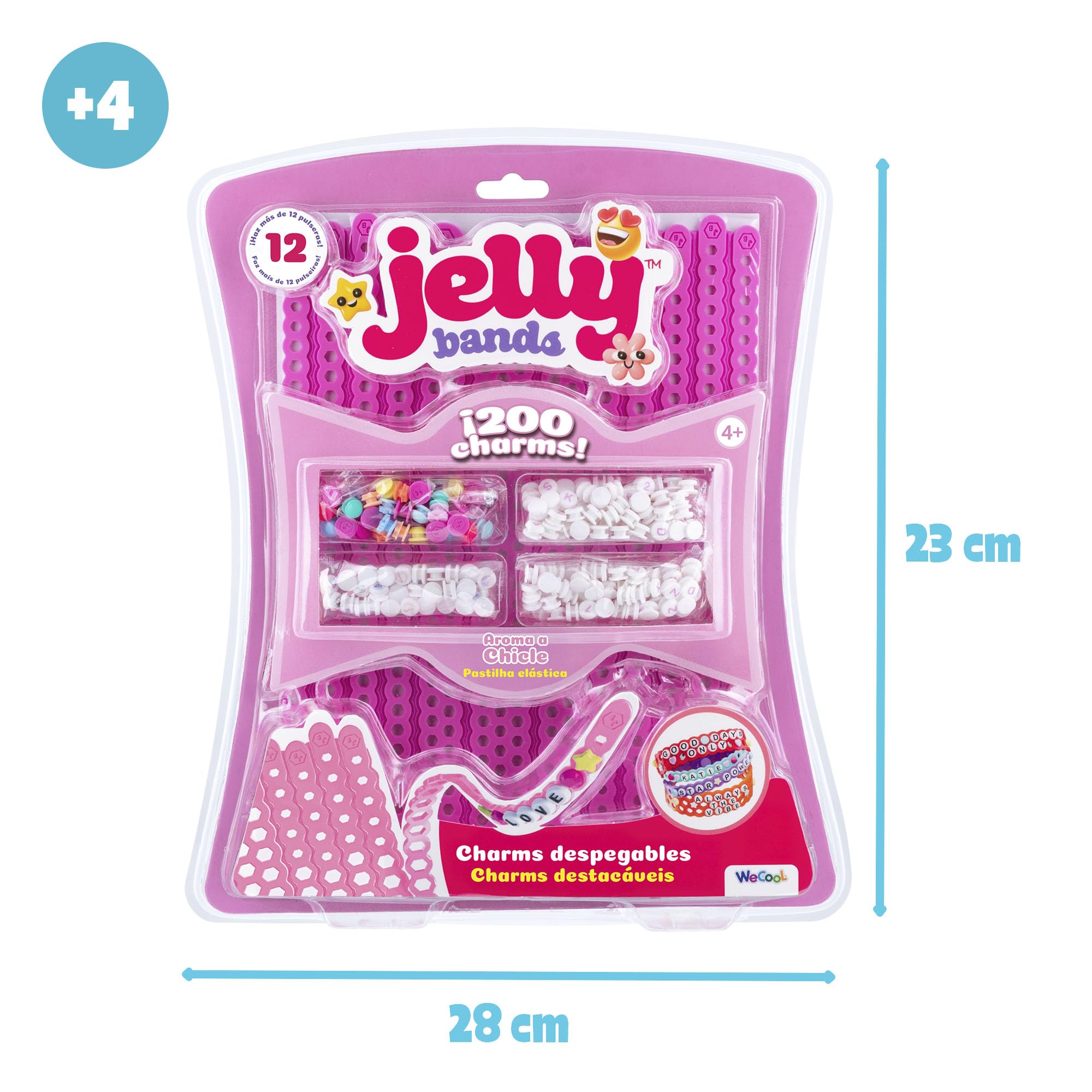 Bizak Jelly Bands Chicle, Pack de Pulseras perfumadas para Crear y Combinar, Incluye Abalorios y Charms 3D, Aroma Dulce y Color Rosa, Desde 4 años (63335564-6) — view 2