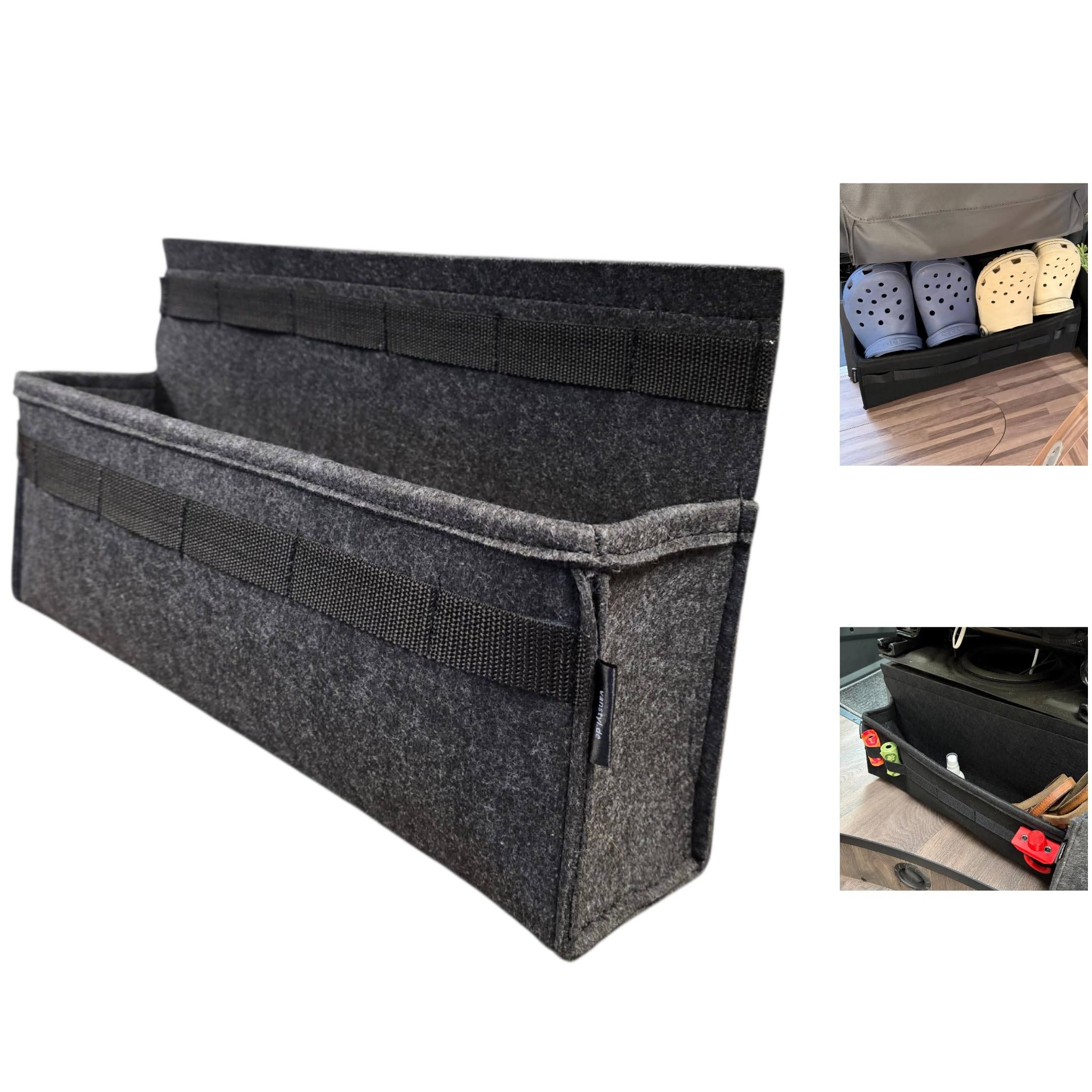 Generisch Stauraumtasche Tasche FILZ für die Sitzkonsole mit Magnethalter für Wohnmobil/Kastenwagen (Schwarz)