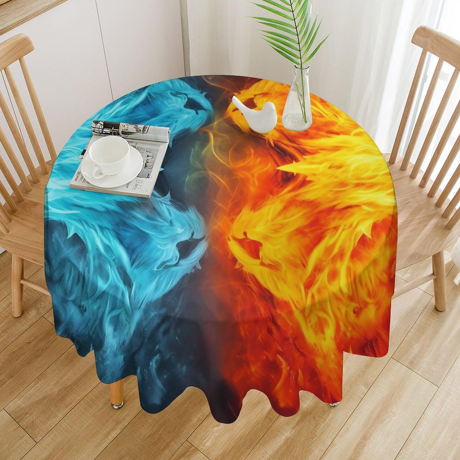 Nappe ronde imperméable lavable protège table de fête