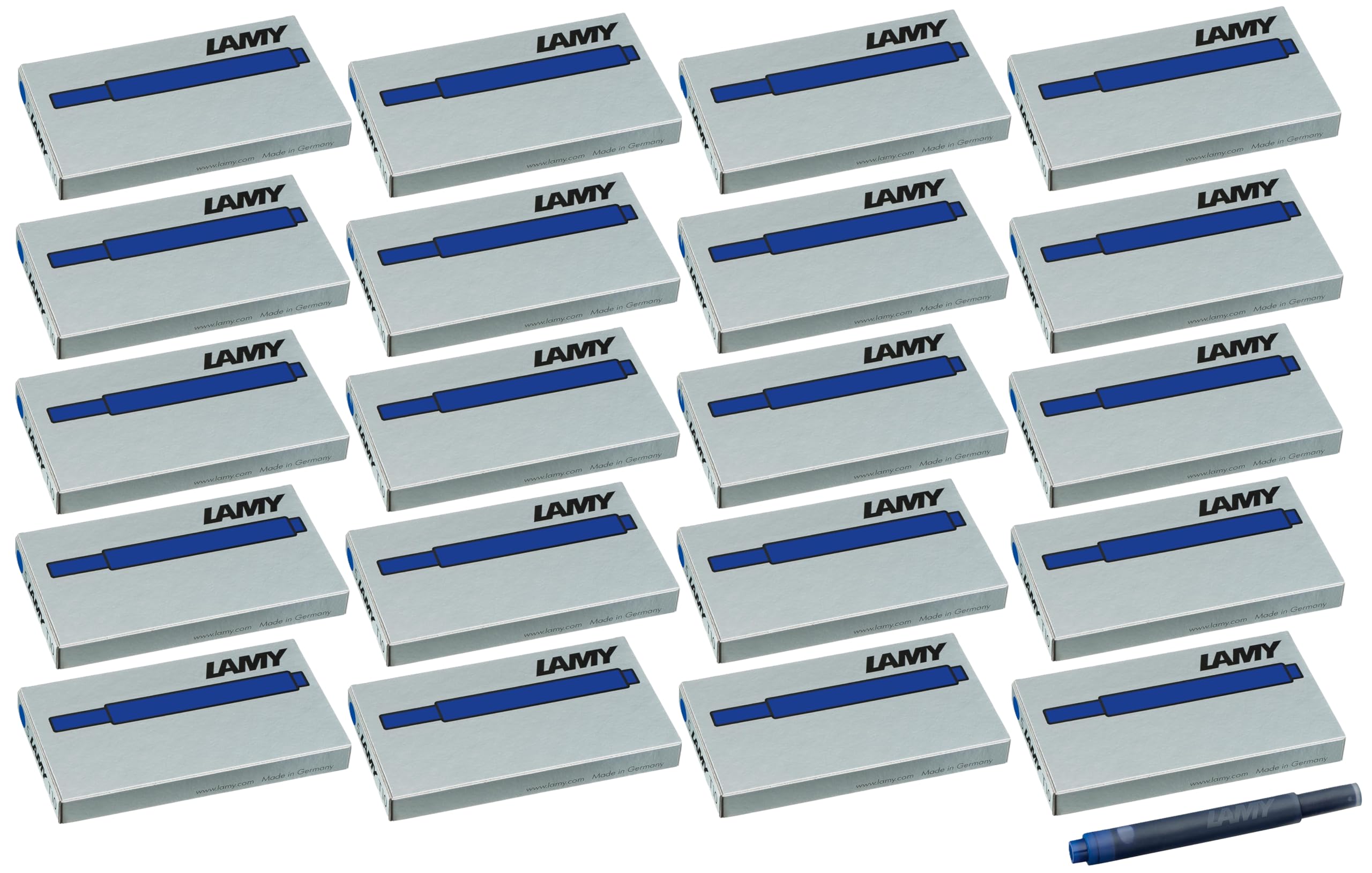LAMY T10 Wkłady atramentowe z dużym zapasem atramentu – nadają się do wszystkich modeli piór wiecznych Lamy – pojemność 1,25 ml (niebieskie, 100 wkładów)