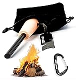 Feuerstahl outdoor mit Handmade Griff: 20.000 Zündungen - ⌀8 mm Ferro Rod - 80 mm lang - der ultimative Outdoor-Begleiter für Bushcrafting und mehr! Inklusive Magnesium Stab als Feuerzeug alternative