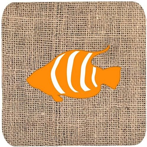 Caroline's Treasures BB1020-BL-OR-FC - Posavasos de arpillera y Espuma Naranja (
