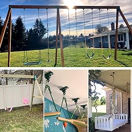 BETOOLL 2400 lb Capacity Heavy Duty Swing Hangers for Wooden Sets Playground Porch Indoor Outdoor & Hanging Snap Hooks Green (2pcs)