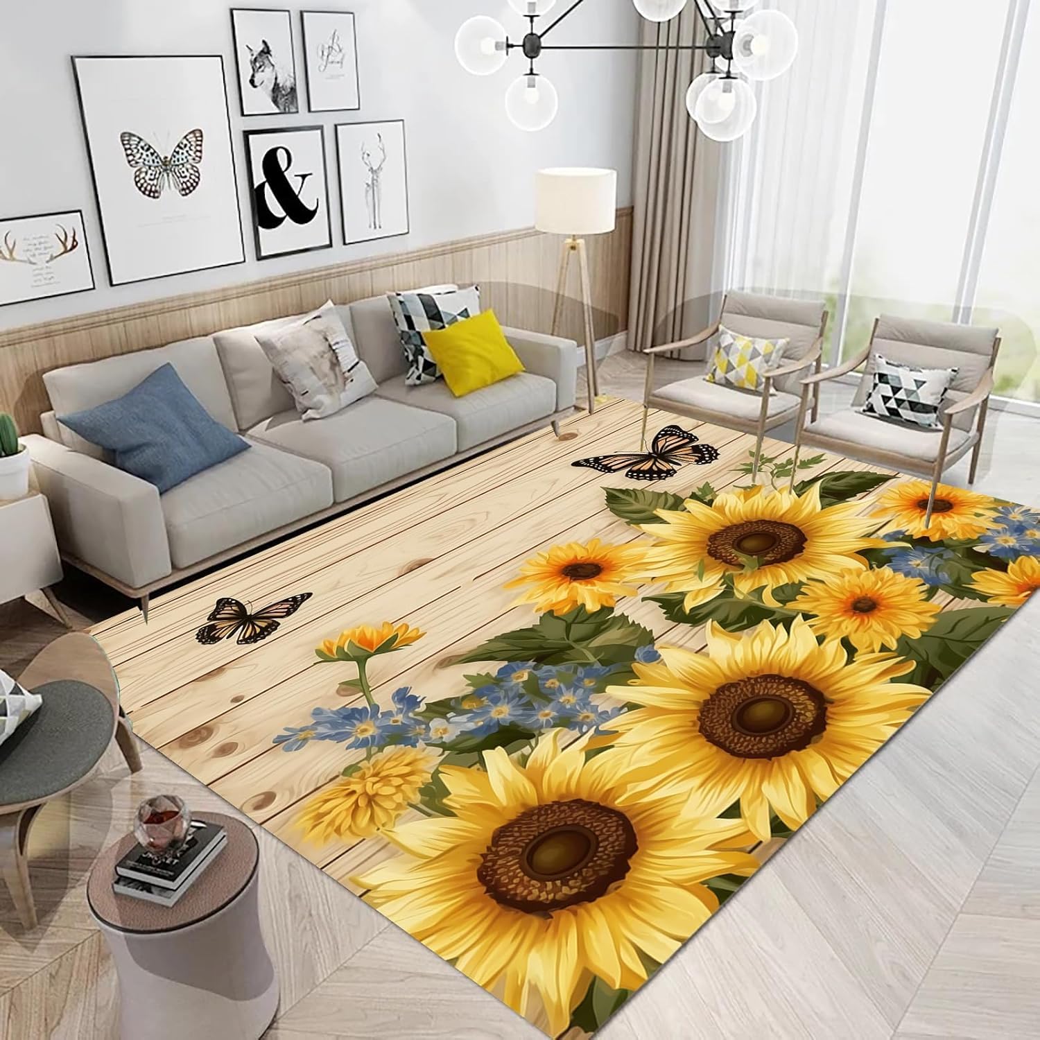 Sunflower Flower 3D Printing Bedroom Carpet 100 X 200 Cm - Indoor Doorway Non-Slip Floor Mat Carpet - Soft Touch - Polyester - Easy To Clean - Suitable For Dining Room, Kitchen, T-3304603805497