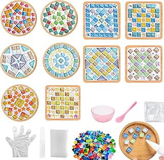 kuchisity 10 Set DIY Mosaic Tiles for Crafts, Mixed Color Mosaic Kits wi...