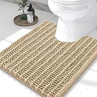Vista 1 de Smiry Alfombras de Baño en Forma de U de 24x20, Alfombras de Contorno de Baño de Felpilla Extra Suaves y Absorbentes con Parte Posterior