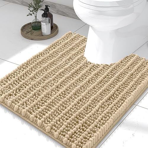 Smiry Alfombras de Baño en Forma de U de 24x20, Alfombras de Contorno de Baño de Felpilla Extra Suaves y Absorbentes con Parte Posterior