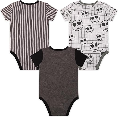 Miniatura 2 de Disney Nightmare Before Christmas Jack Skellington - Paquete de 3 mamelucos para bebé, color gris