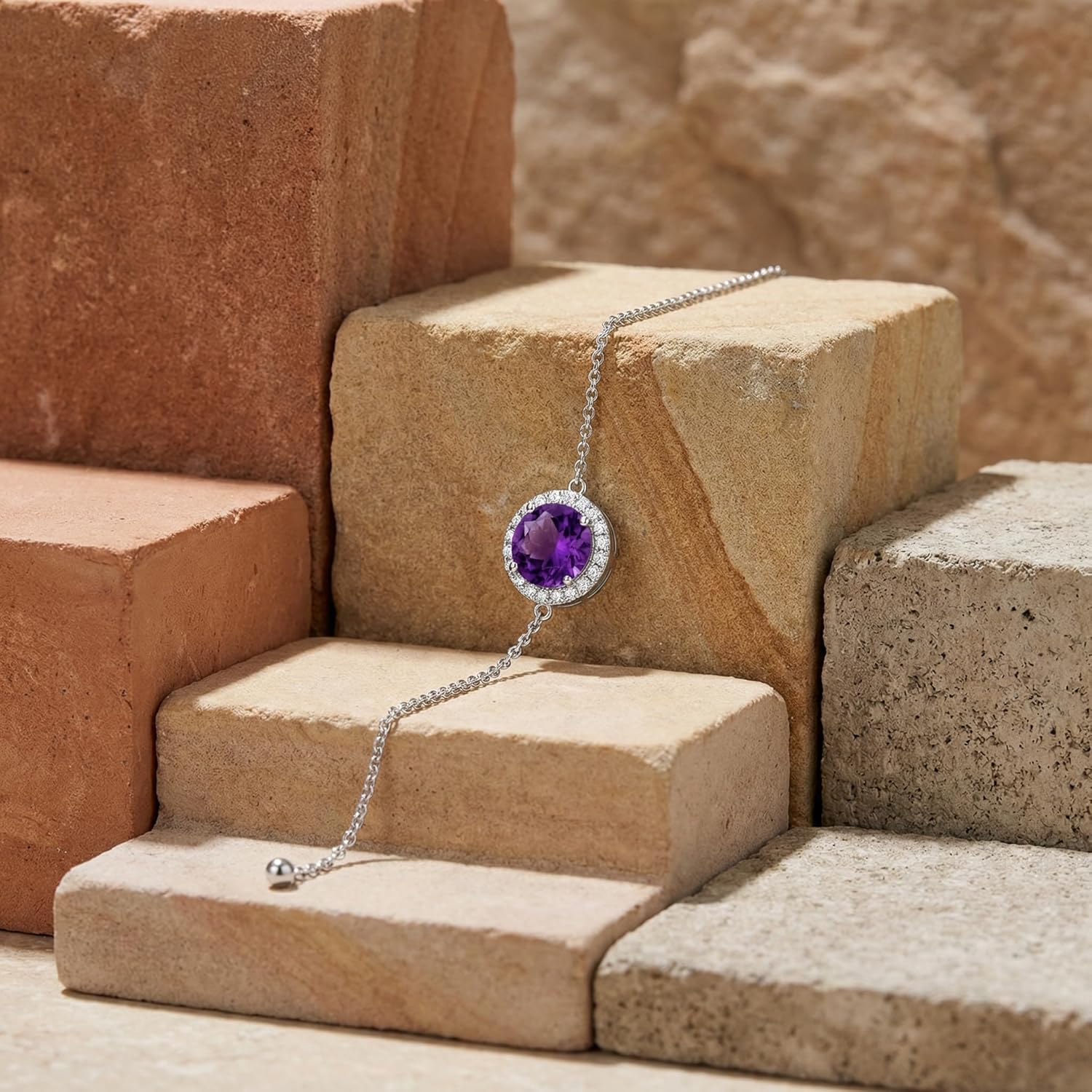 Natural Amethyst Bracelet 925 Sterling Silver Crystal Bracelets Minimalist Healing Crystal Jewelry Purple Gemstone Gift for Women - Image 5