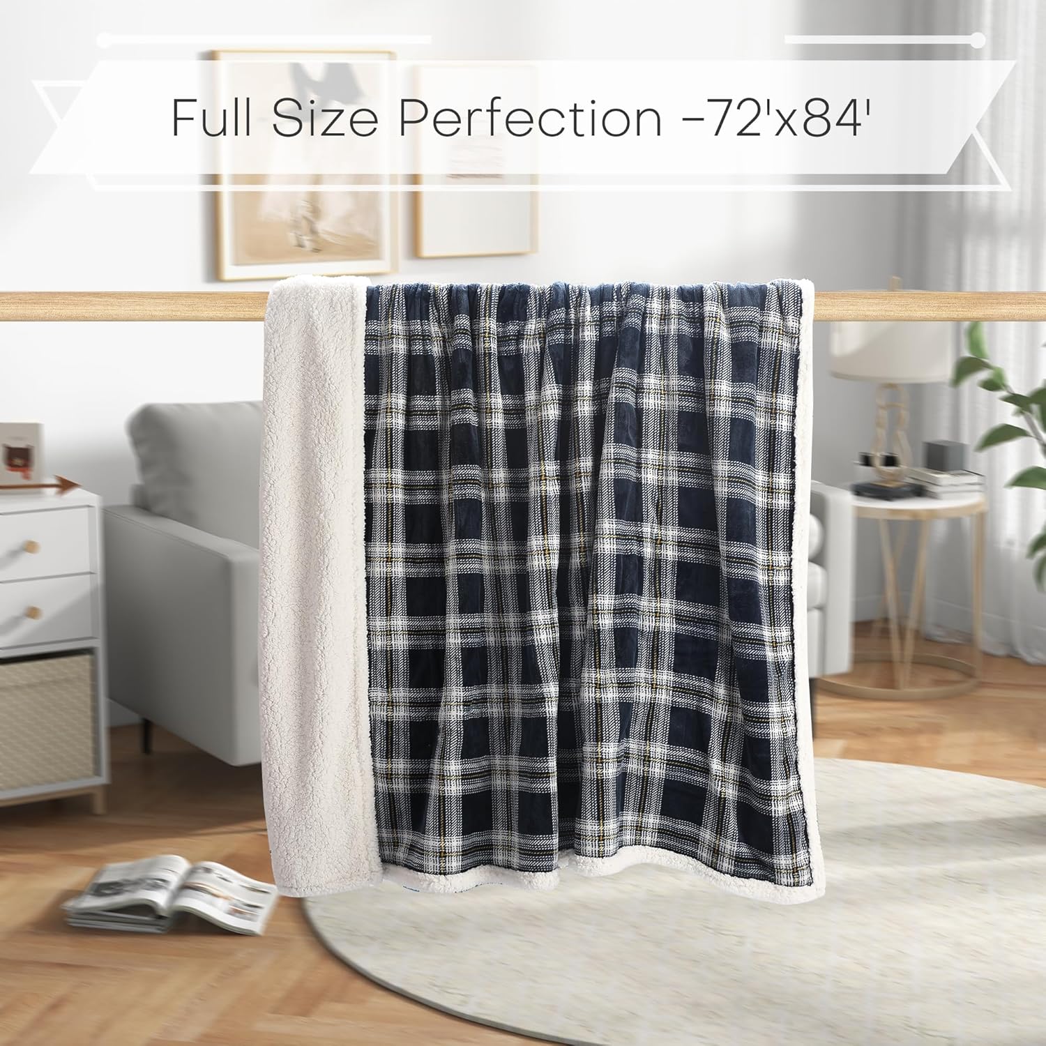 Electric Heated Blanket Full Size 72"x84" - Microplush & Sherpa Fabric Dual-Sided, 9 Heat Settings & 1-10 Hours Auto Off , Cozy Warming Throw for Home, Office, or Bed, Machine Washable, Geometric Grid - Image 6