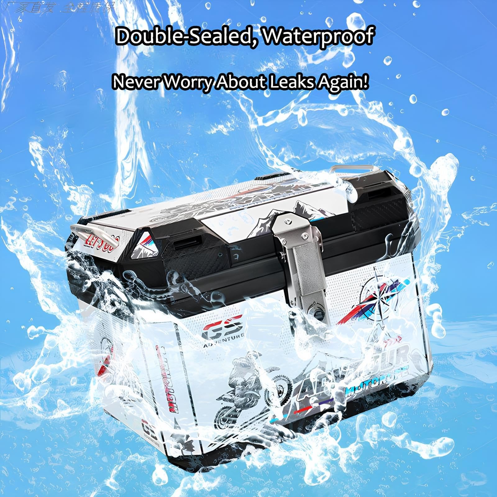 Baúl para Moto Portacascos 36/48/57L, para Uso Diario Y Desplazamiento Urbano, Impermeable, con Cerradura De Seguridad Y Fácil Instalación(57L)