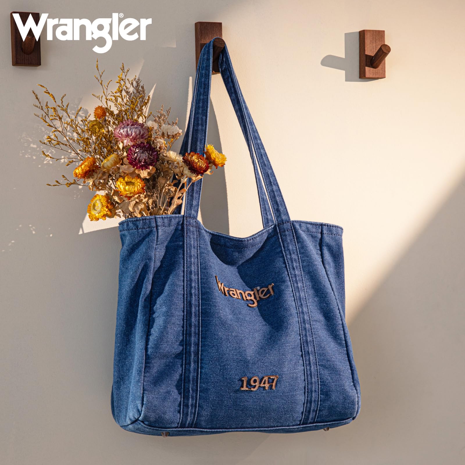 Montana West x Wrangler Denim Tote Bag Retro Jean Hobo Bag Casual Shoulder Purses for Work Travel WG291-8317JN