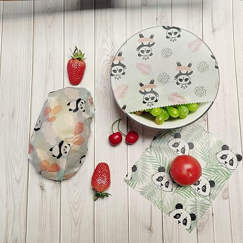 Miniatura 9 de Paquete de 9 envolturas ecológicas reutilizables sostenibles de cera de abejas para almacenamiento de alimentos, pan y fruta, paquete de