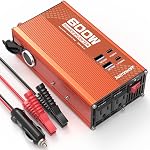Inverter de Puissance de Voiture 300W - Convertisseur DC 12V vers AC 110V avec Charge Rapide - 2 USB-A(18W), 2 USB-C(PD30W), et Prise Allume-Cigare Chargeur Portable
