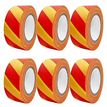 6 Pack Flagging Tape with Yellow and Red Stripes,1 inch 100 ft Non-Adhesive